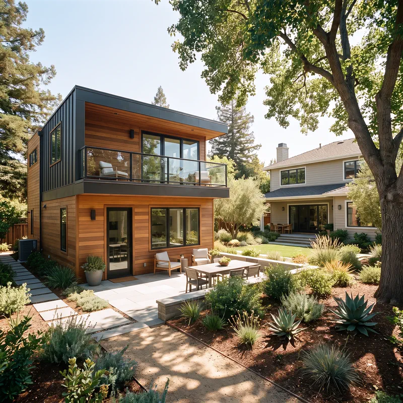 A detached two-story home adding living space to a property